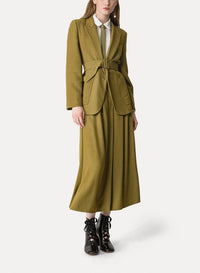 Jupe midi en toile fluide - Khaki