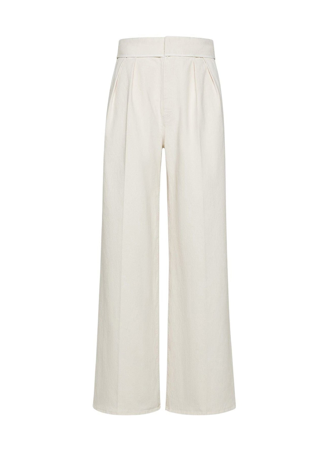 Pantalon taille haute en toile écru - Borotalco
