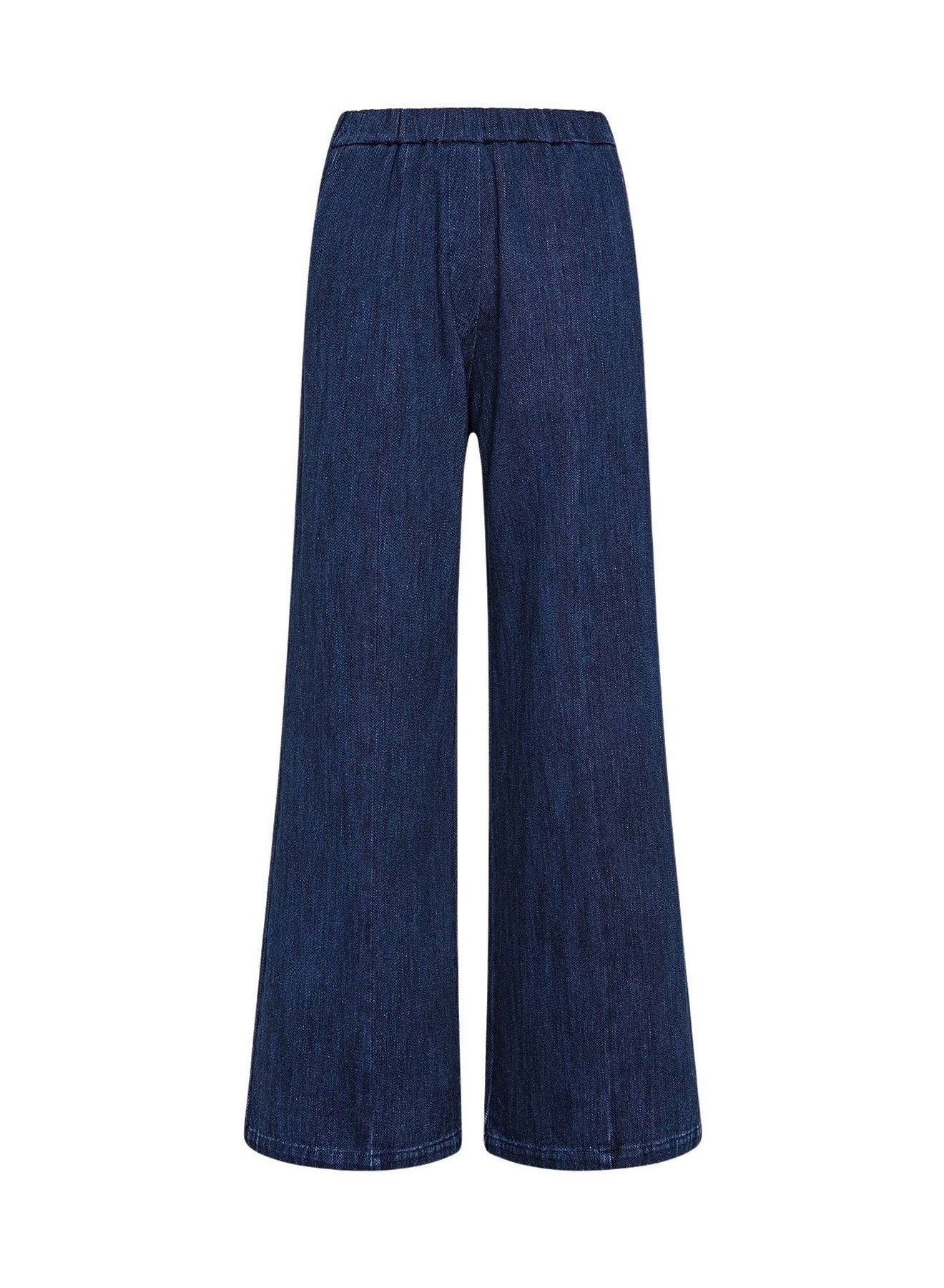 Pantalon palazzo élastiqué en denim - Indaco