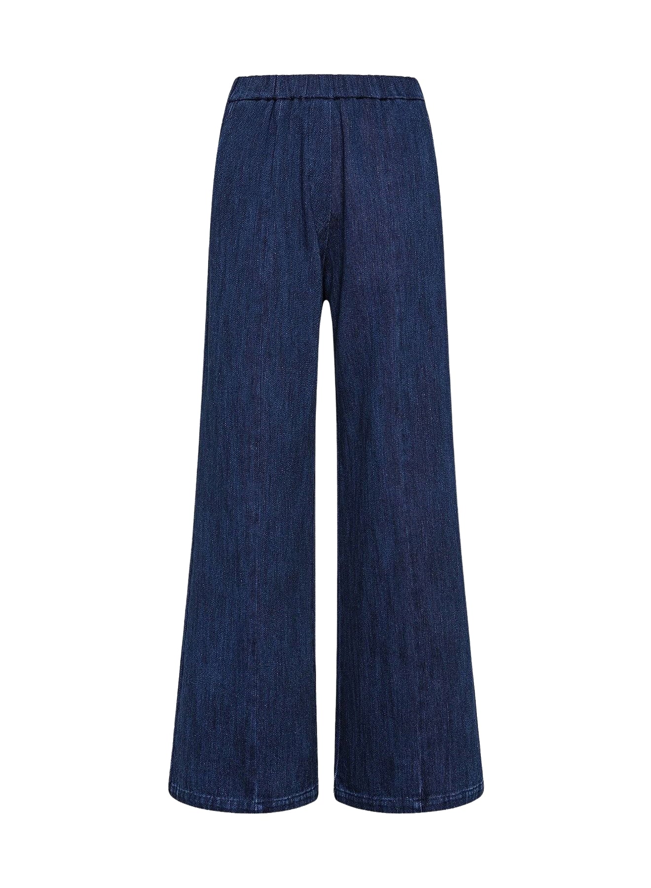 Pantalon palazzo élastiqué en denim - Indaco