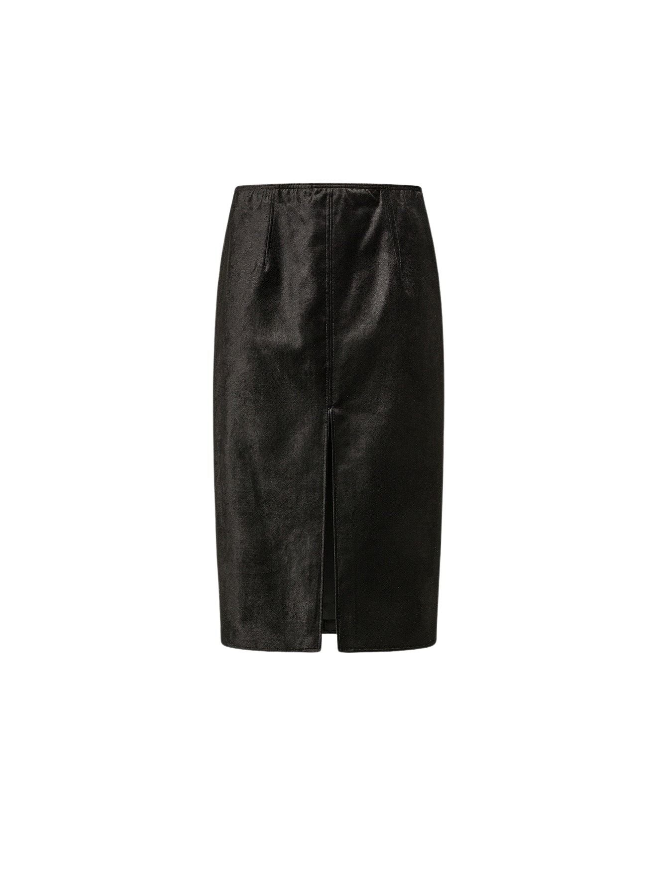 Jupe crayon en velours stretch - Noir
