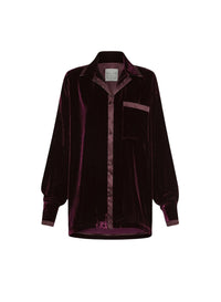 Chemise en soie avec détails - Bordeaux
