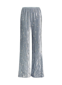 Pantalon évasé en velours brodé Petites Étoiles - Plume