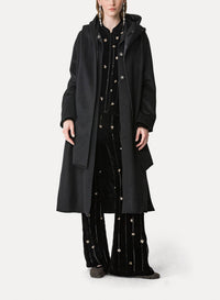 Pantalon évasé en velours brodé Petites Étoiles - Noir