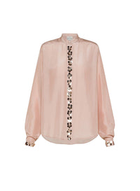 Chemise en soie brodée Petites Étoiles - Rose