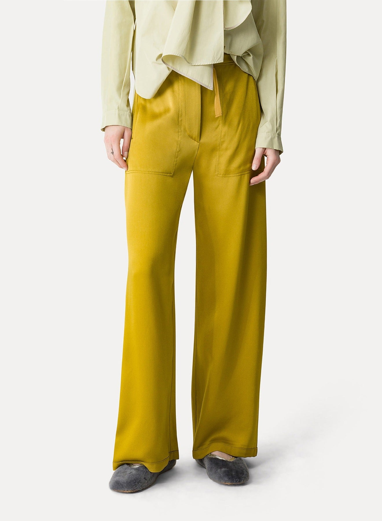 Pantalon cargo en satin - Khaki