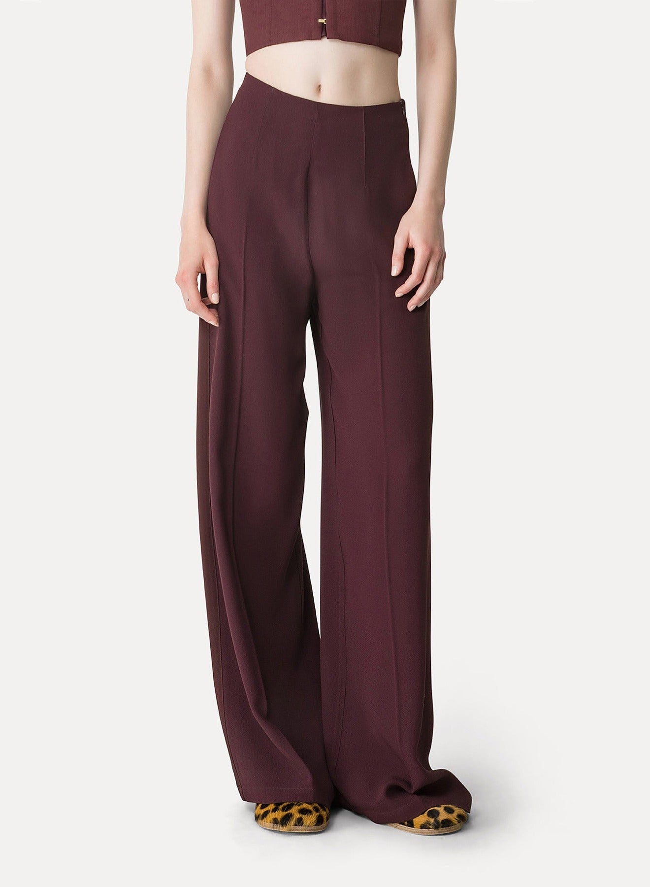 Pantalon palazzo en satin - Chocolat Noir