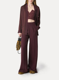 Pantalon palazzo en satin - Chocolat Noir