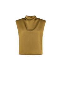 Chemise à encolure en cratère en satin - Antique Gold