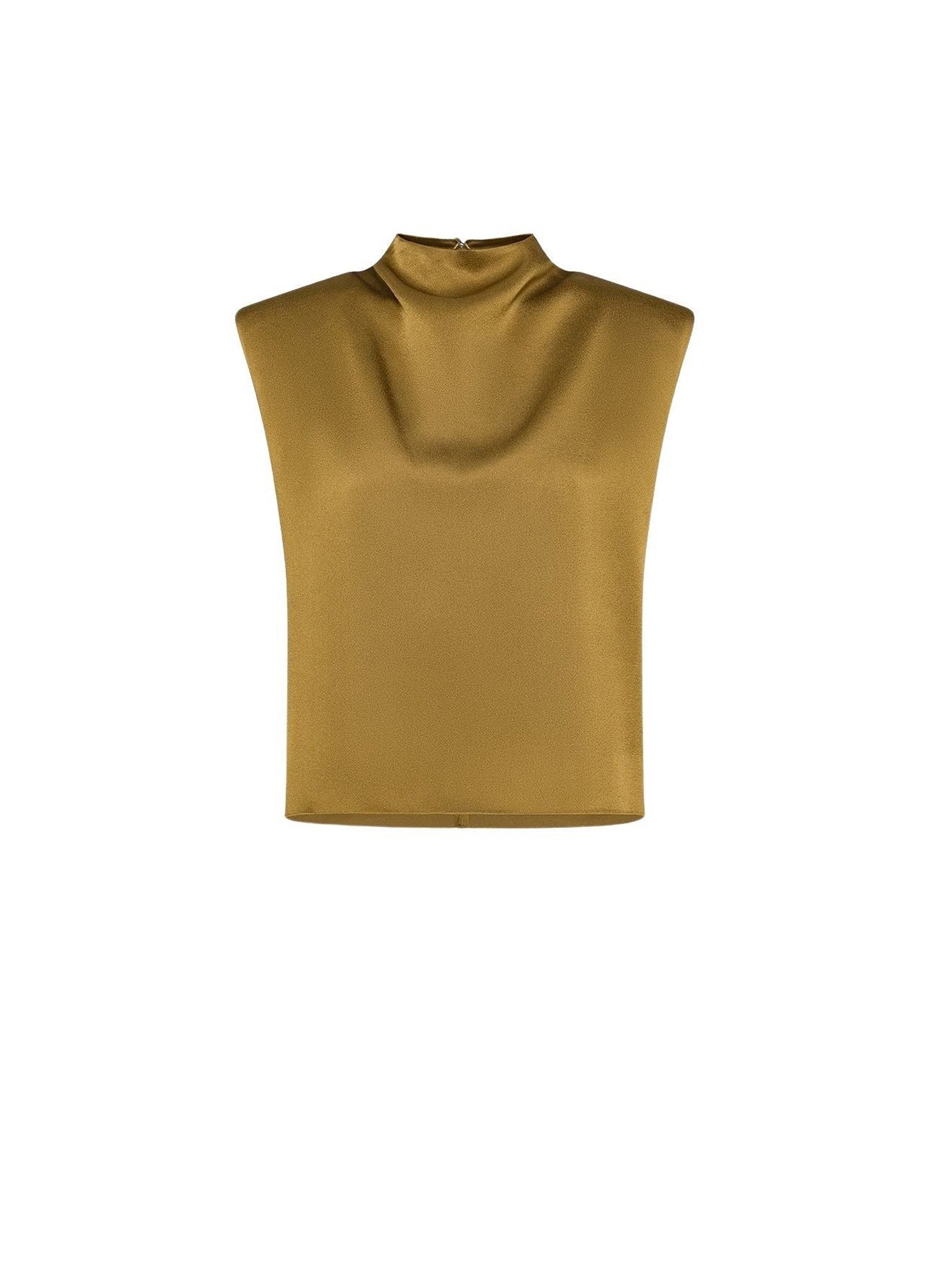 Chemise à encolure en cratère en satin - Antique Gold