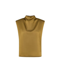 Chemise à encolure en cratère en satin - Antique Gold