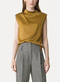 Chemise à encolure en cratère en satin - Antique Gold