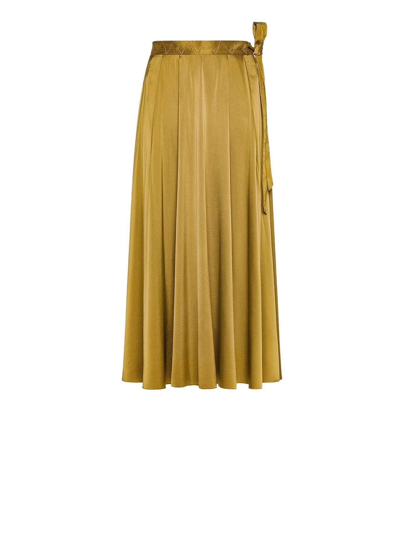 Jupe midi en soie - Khaki