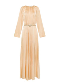 Robe longue en soie avec ceinture - Honey