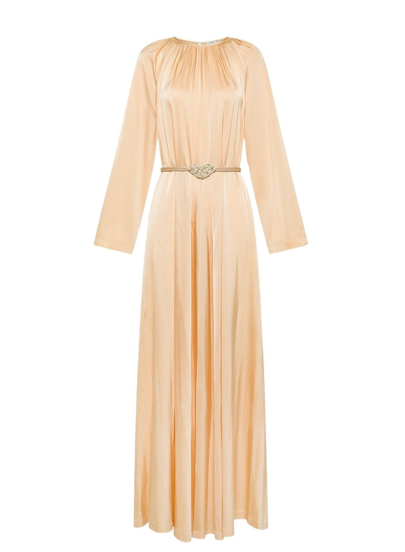 Robe longue en soie avec ceinture - Honey