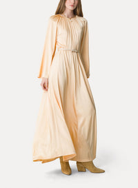 Robe longue en soie avec ceinture - Honey
