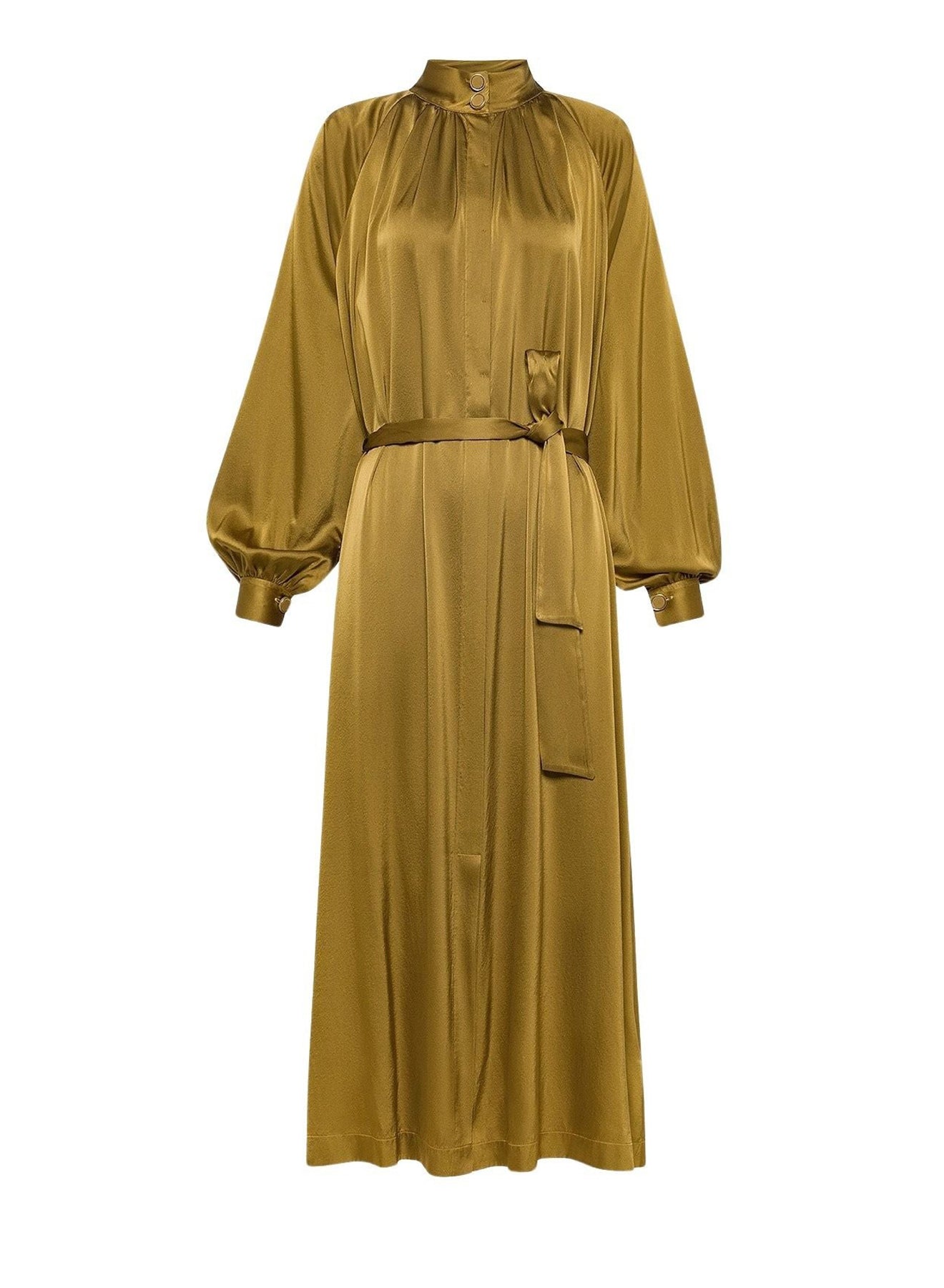 Robe mi-longue en soie extensible - Khaki