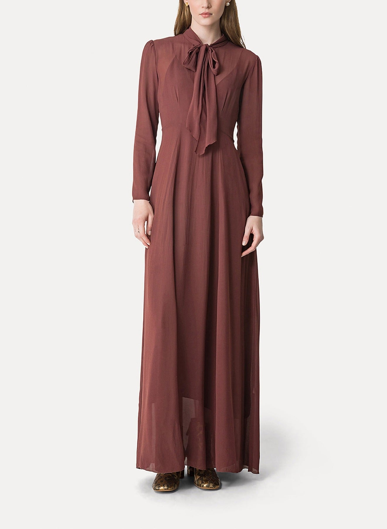Robe à col lavallière - Blush