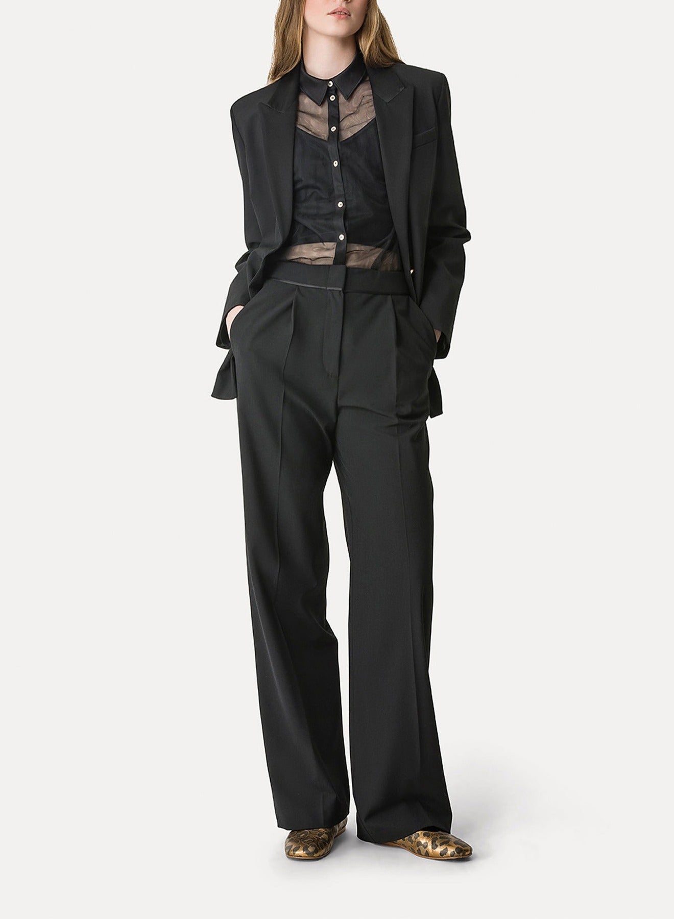 Chemise transparente avec détails - Noir