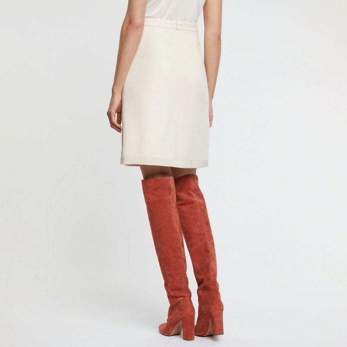 Straight wool skirt - Ecru