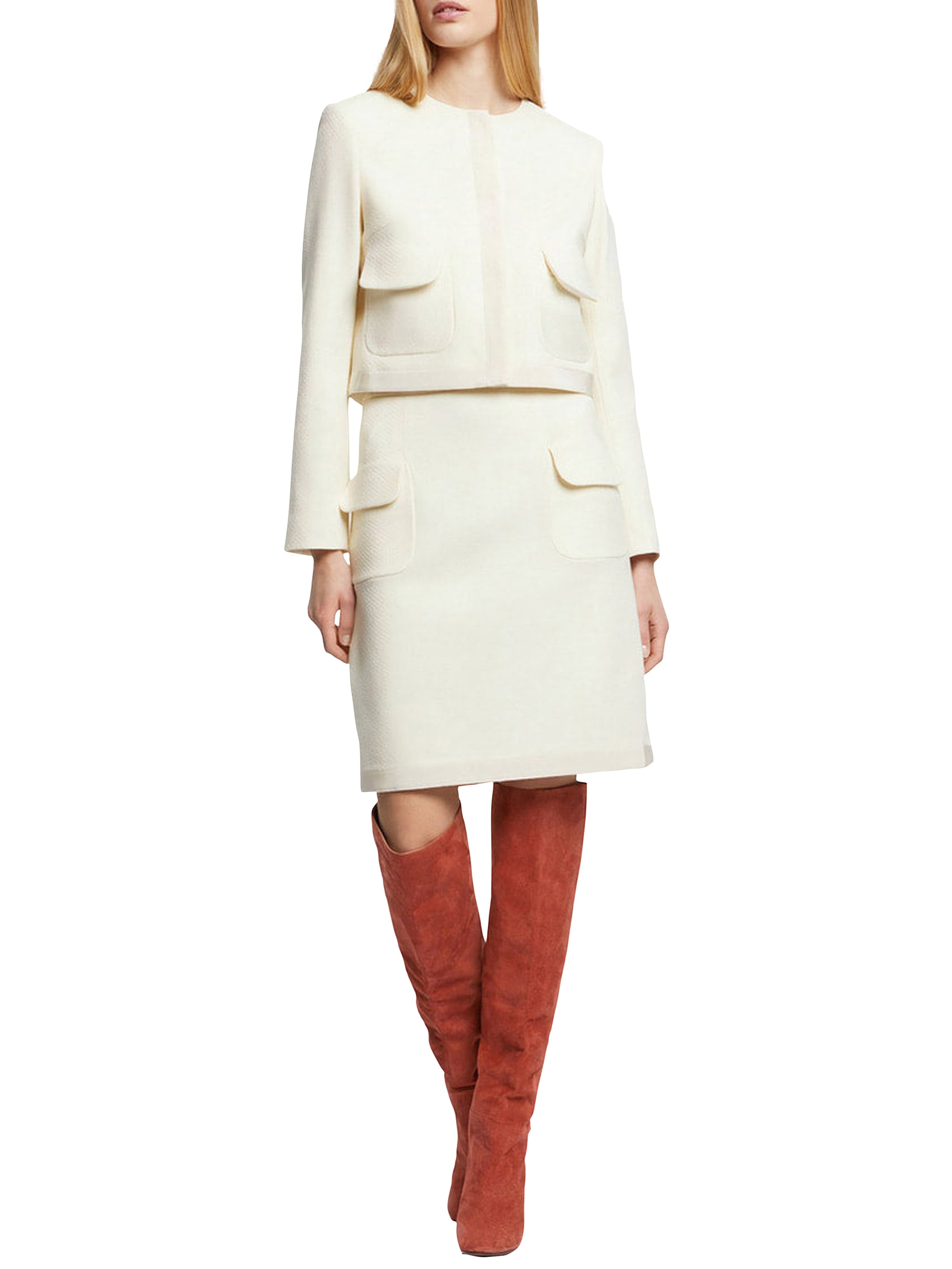 Straight wool skirt - Ecru