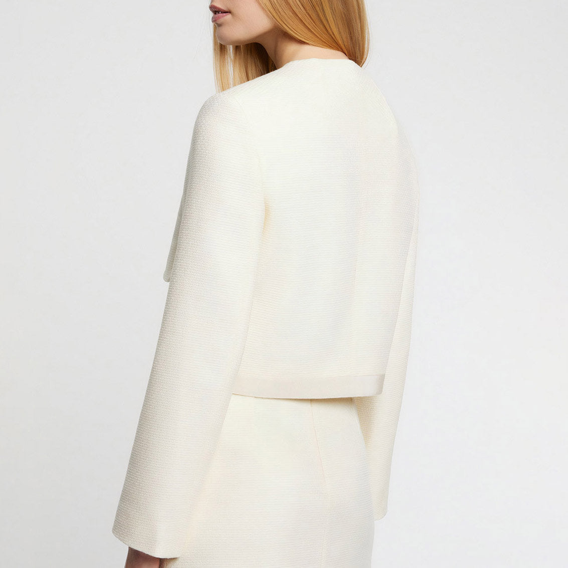 Short textured wool jacket - Ecru