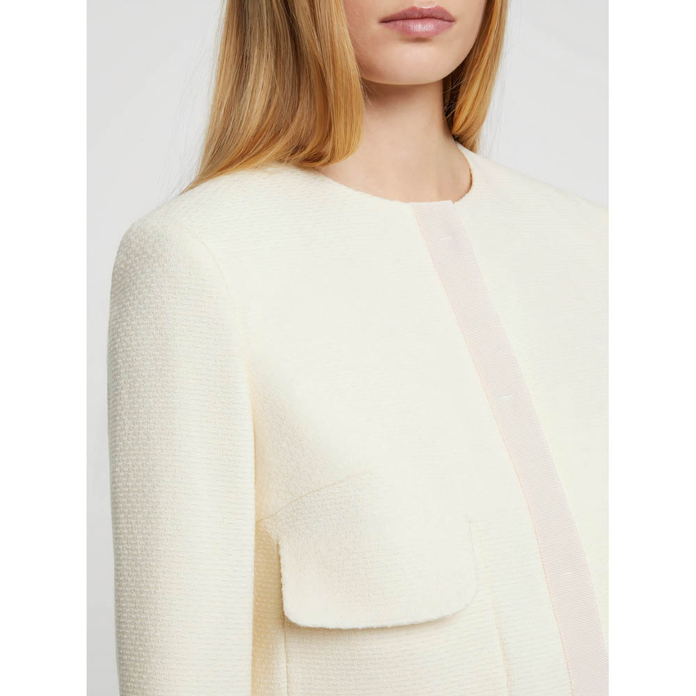 Short textured wool jacket - Ecru
