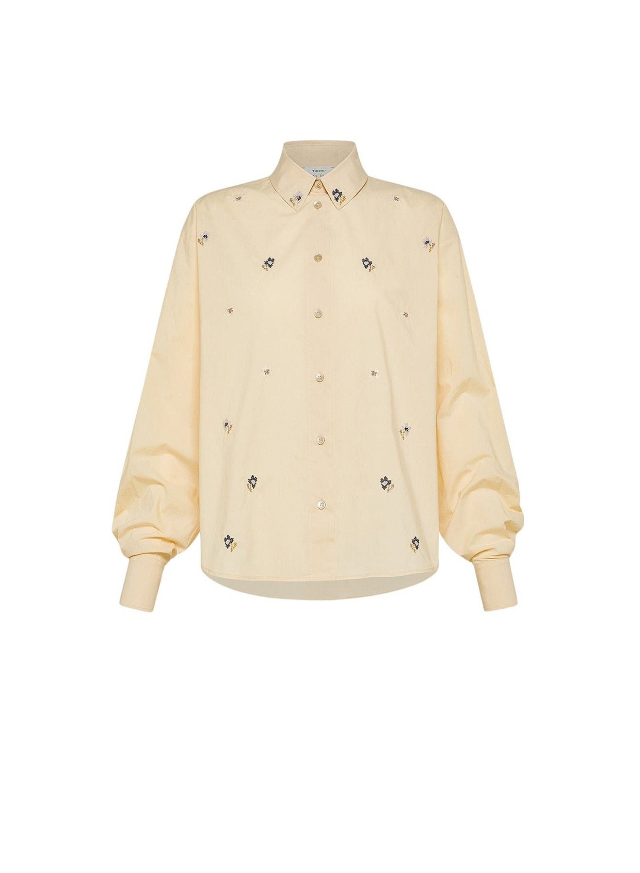 Chemise courte en soie avec broderie En Fleur - Honey