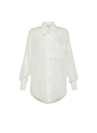 Chemise à nouer en soie mélangée - Bianco