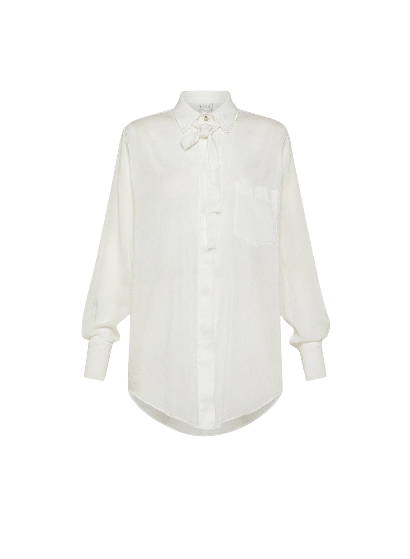 Chemise à nouer en soie mélangée - Bianco