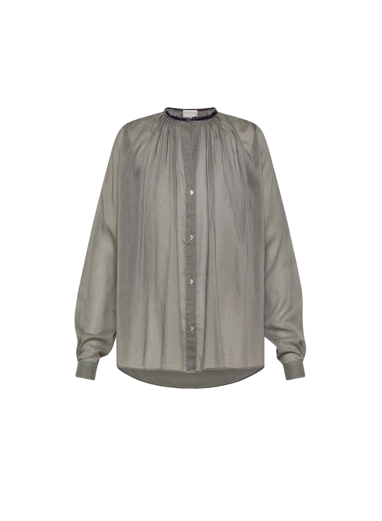 Chemise avec détails en soie mélangée - Stone