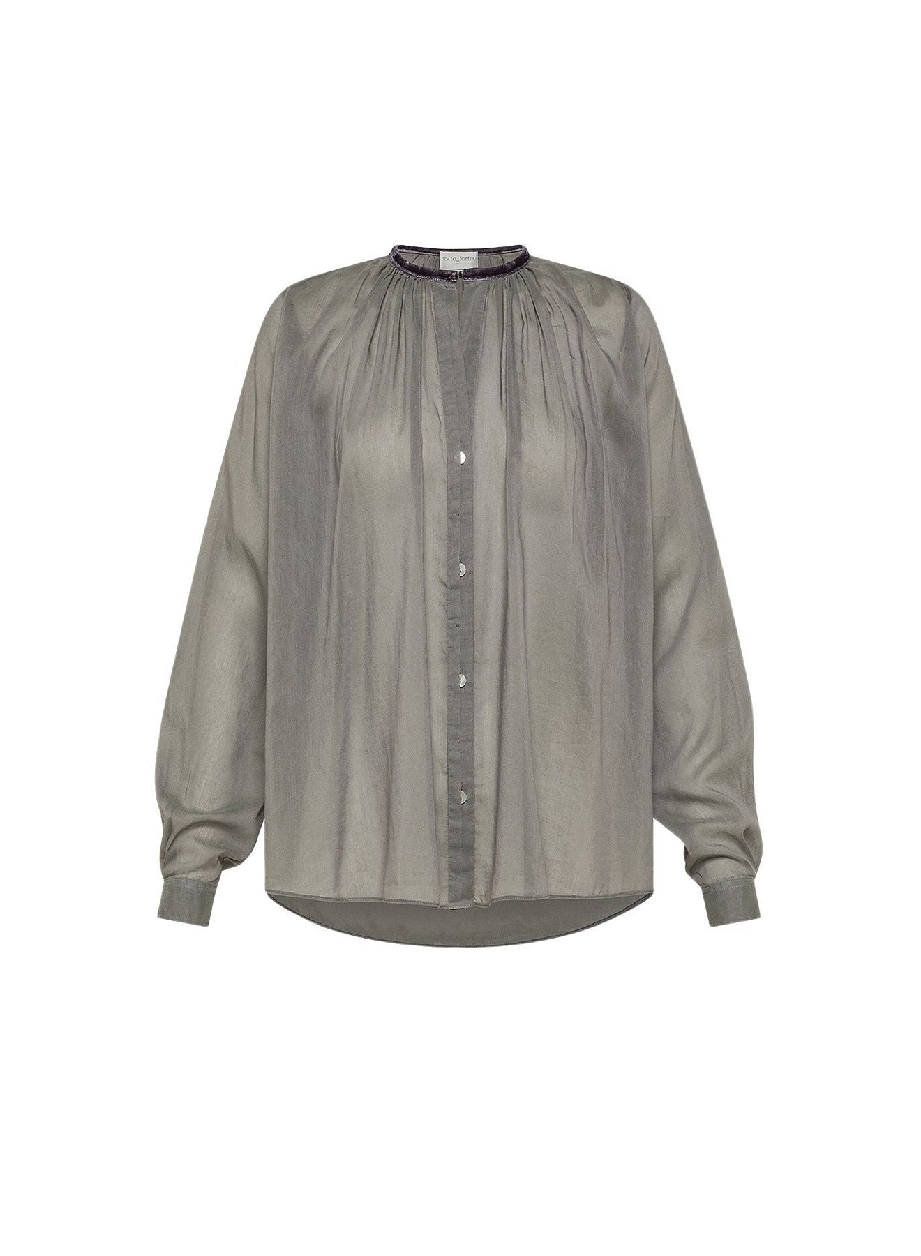 Chemise avec détails en soie mélangée - Stone