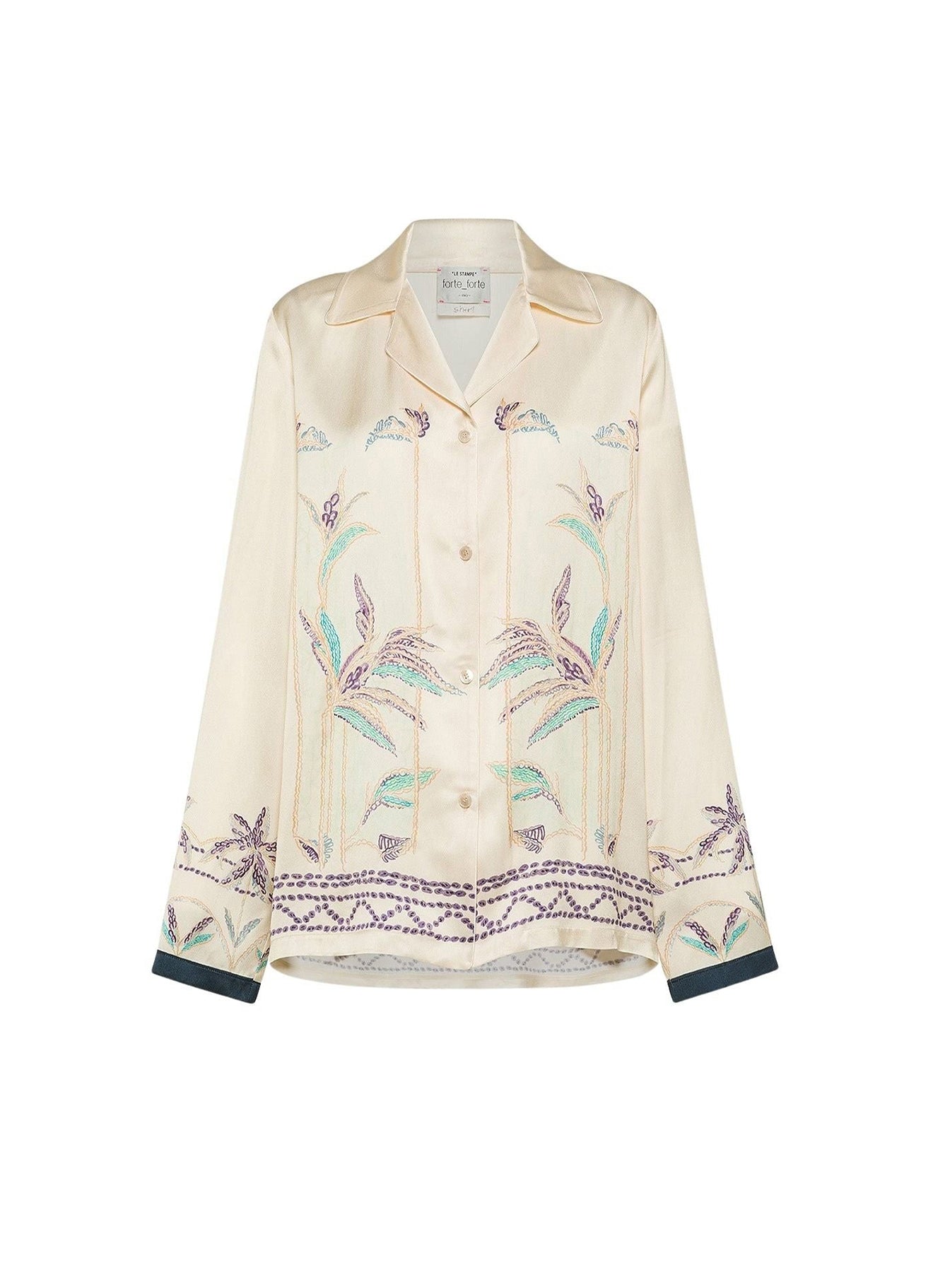 Chemise en satin à imprimé Sogni - Avorio