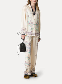 Chemise en satin à imprimé Sogni - Avorio