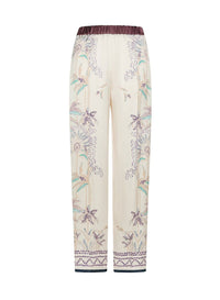 Pantalon élastiqué en satin à imprimé Sogni - Avorio