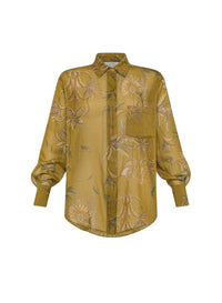 Chemise oversize imprimé Sogni en soie mélangée - Khaki