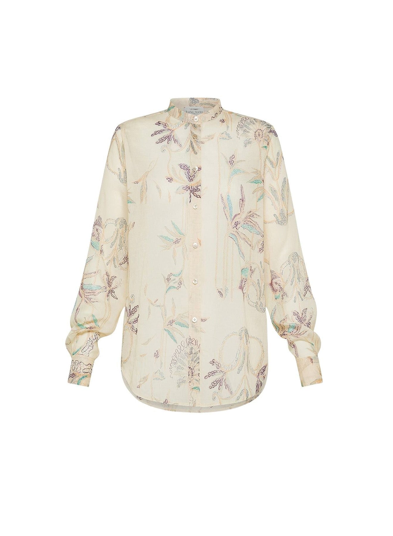 Chemise Grand-Père imprimée Sogni en soie mélangée - Avorio