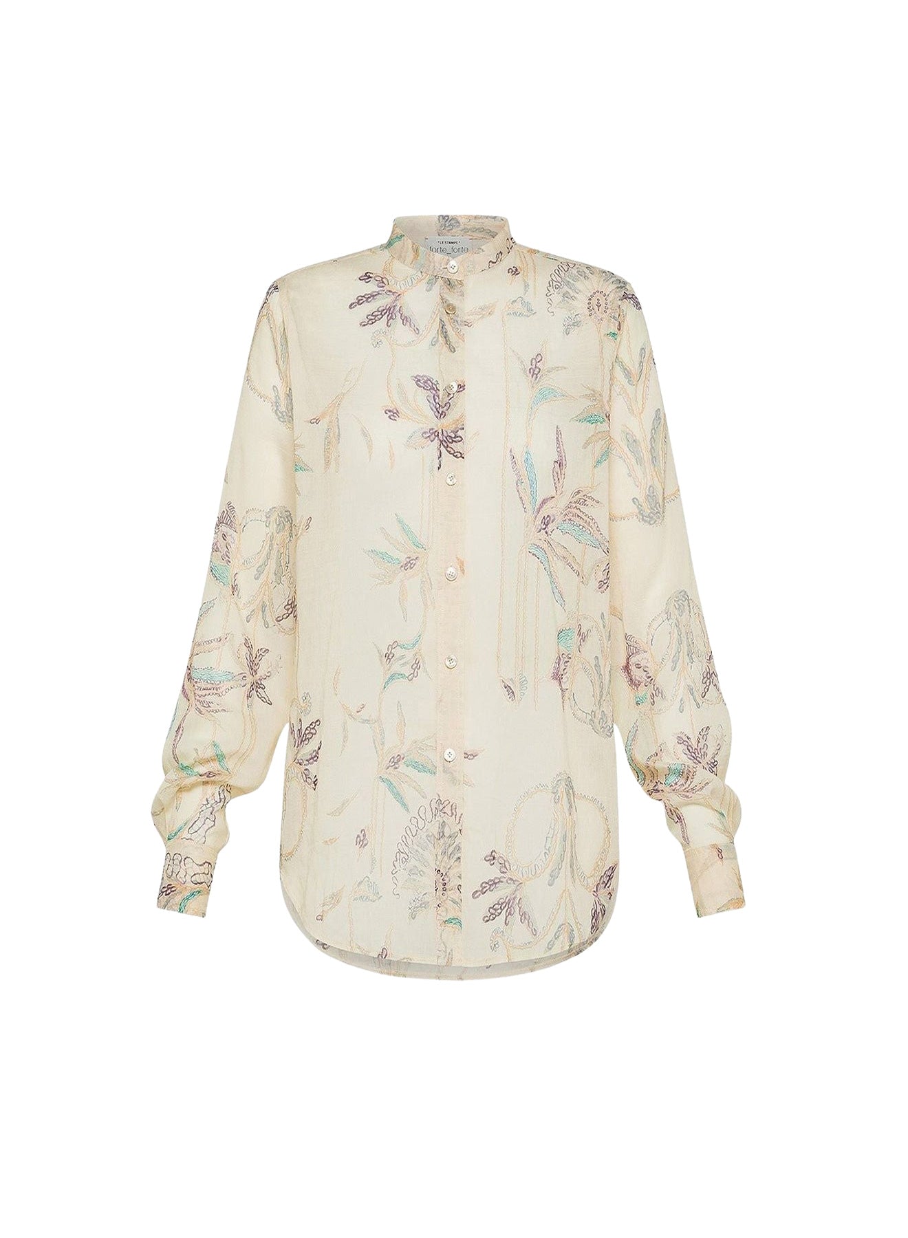 Chemise Grand-Père imprimée Sogni en soie mélangée - Avorio