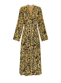 Robe croisée en velours imprimé - Honey