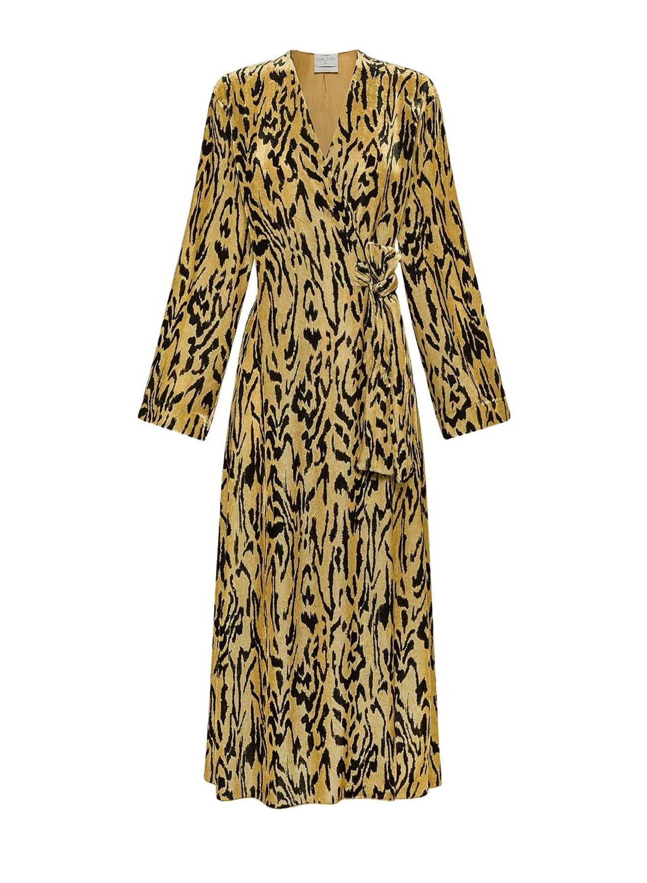 Robe croisée en velours imprimé - Honey