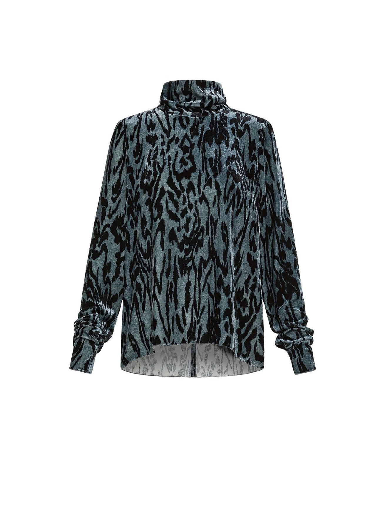 Chemise à col roulé en velours imprimé - Stone