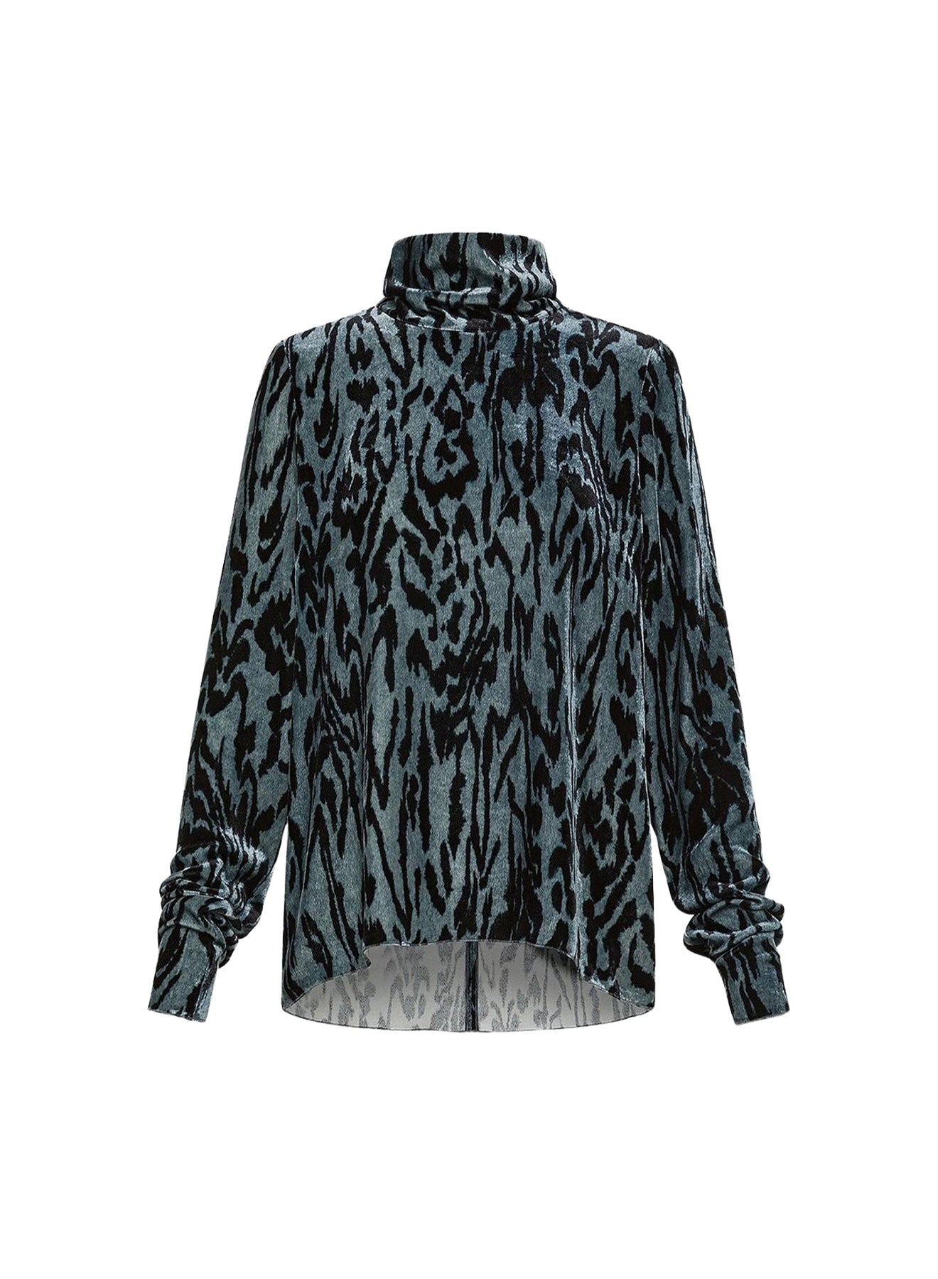 Chemise à col roulé en velours imprimé - Stone