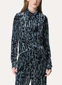Chemise à col roulé en velours imprimé - Stone
