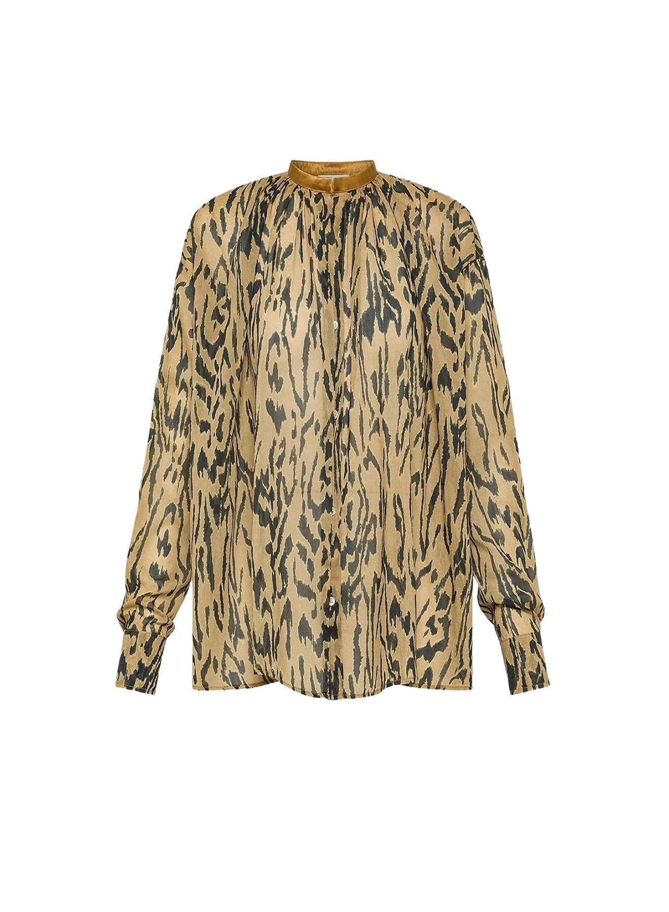 Chemise en soie mélangée à imprimé - Honey