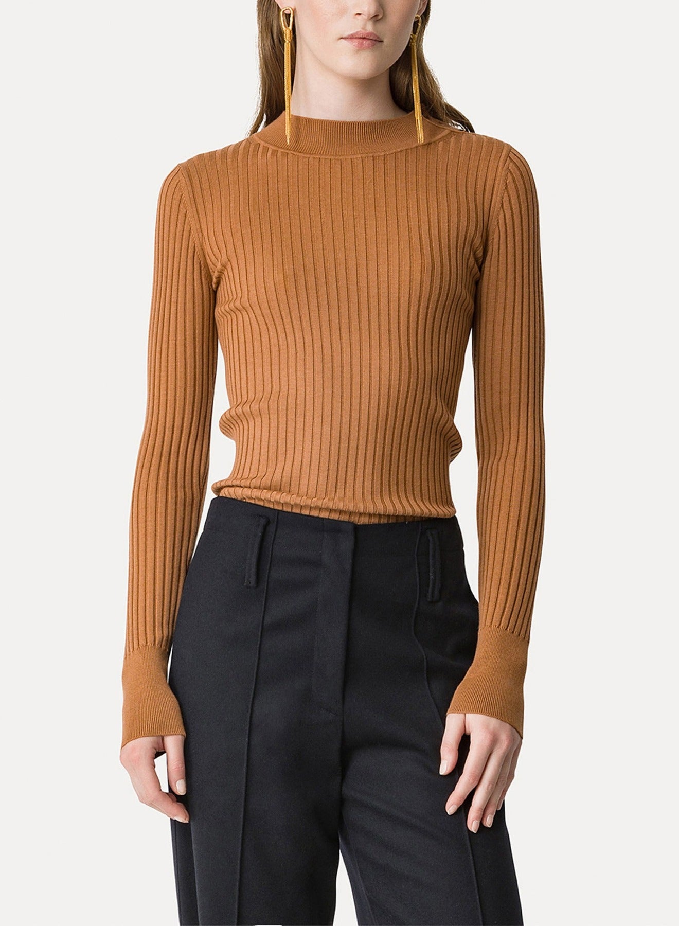Pull à col roulé en laine - Cannella