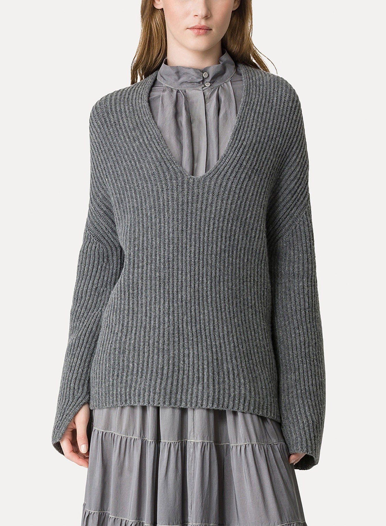 Pull en laine et cachemire - Grigio Melange