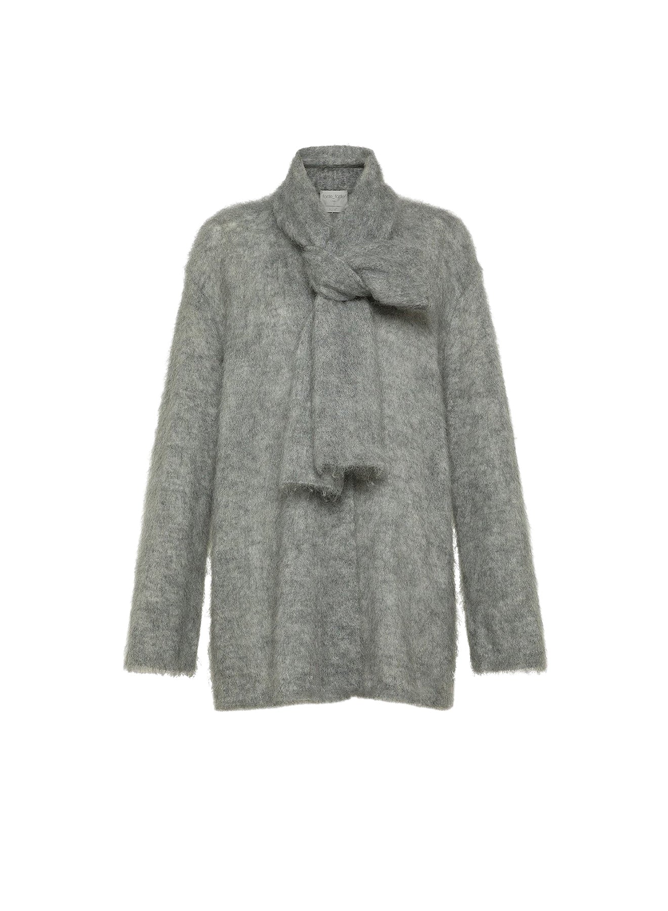 Cardigan oversize en laine avec écharpe - Grigio Melange