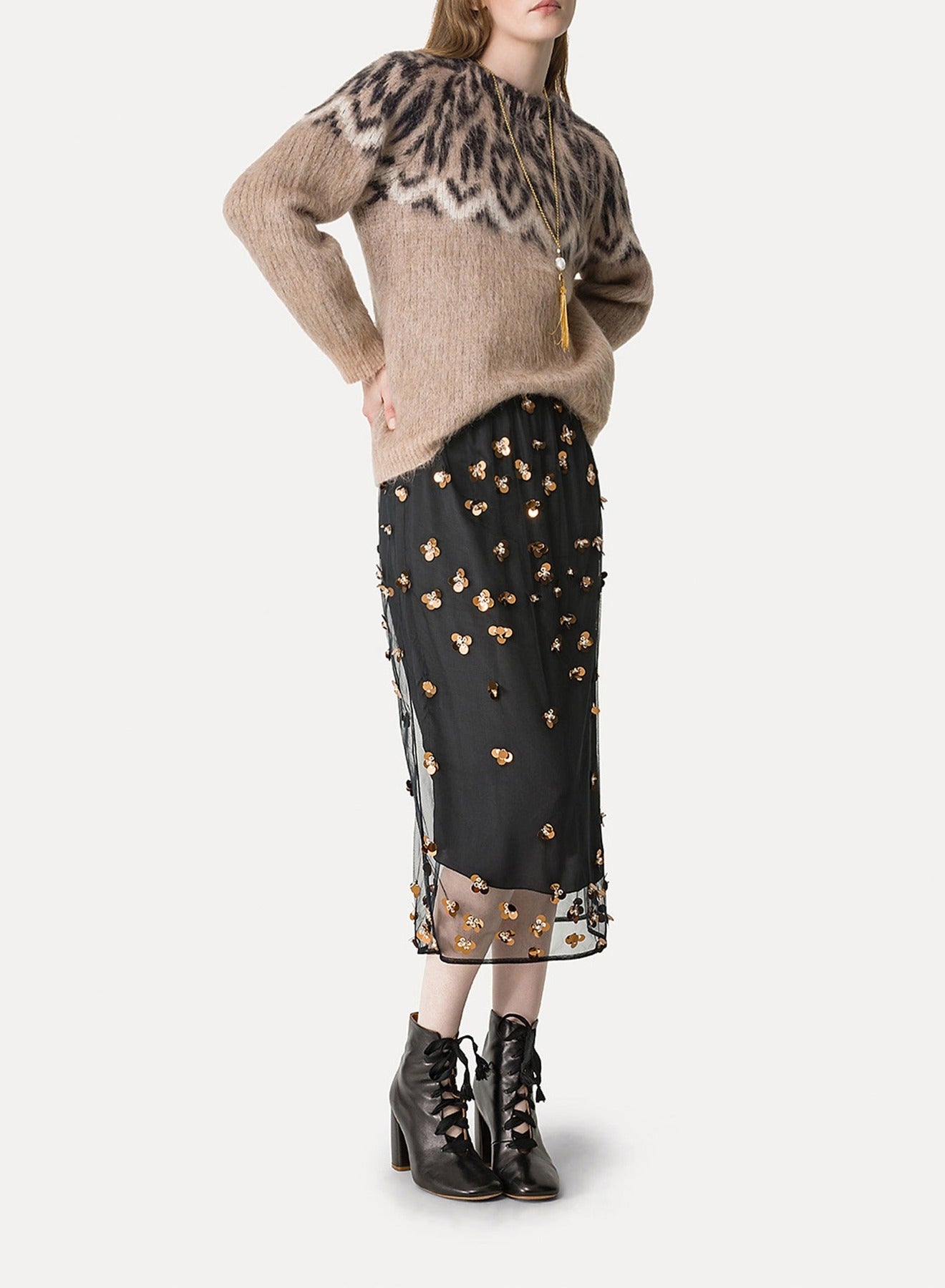 Pull à motif Fair Isle en laine - Cannella