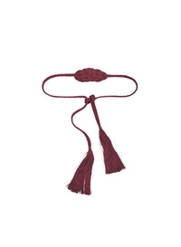 Ceinture tressée à pompons - Bordeaux