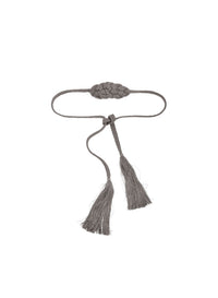 Ceinture tressée à pompons - Stone